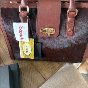 Cavalcanti tote real calf hair ,, Elegant Brown Leather and Fur Women's Tote